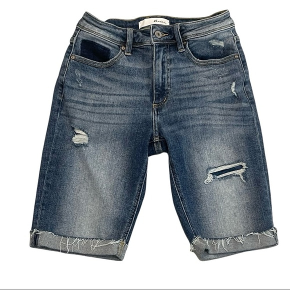 KANCAN Distressed Stretchy Knee Length Jean Shorts Size 5/26